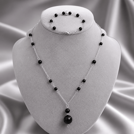 Parure Tourmaline Noire Argent 925 - Pierre Naturelle