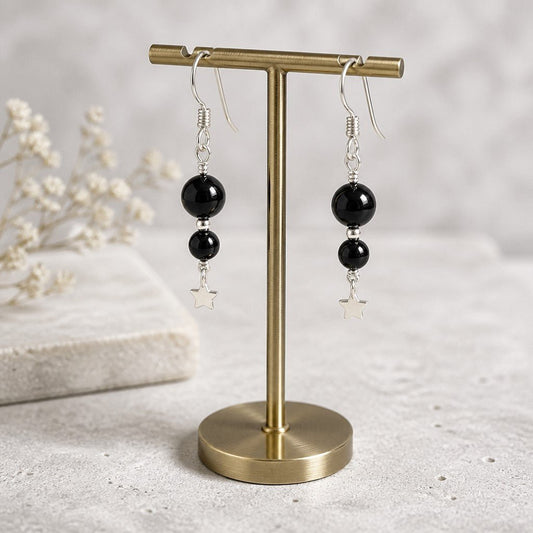 Boucles d'Oreilles Tourmaline Noire - Argent 925 & Pierre Naturelle