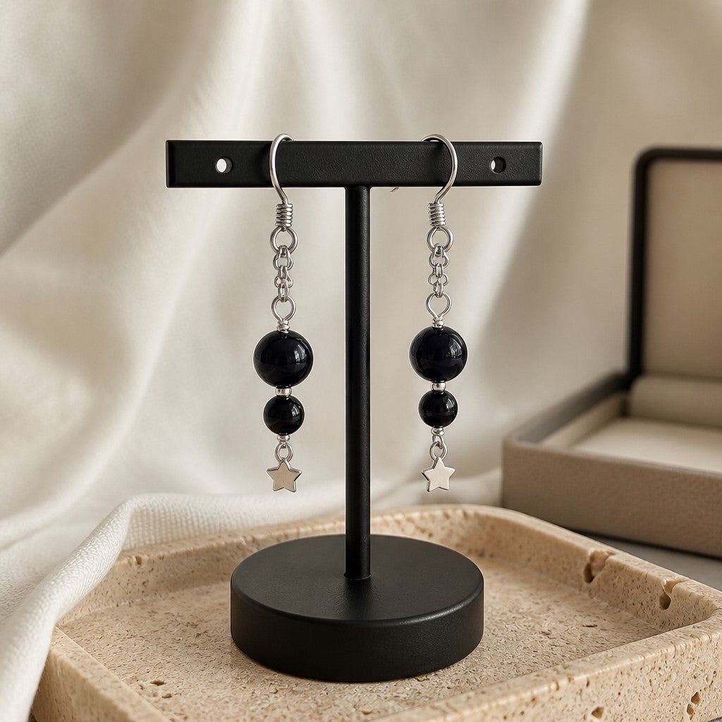 Boucles d'Oreilles Tourmaline Noire - Argent 925 & Pierre Naturelle