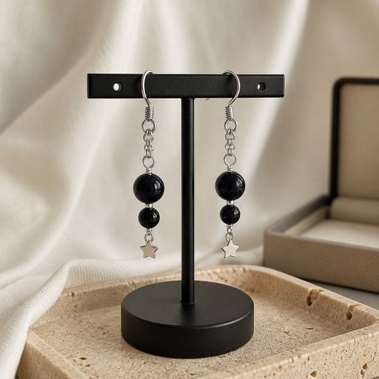 Boucles d'Oreilles Tourmaline Noire - Argent 925 & Pierre Naturelle