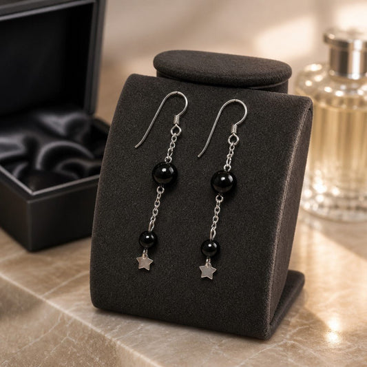 Boucles d'Oreilles Tourmaline Noire - Argent 925 & Pierre Naturelle