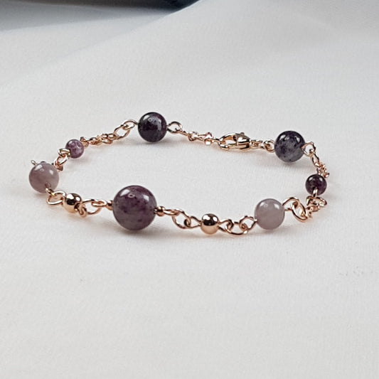 Tourmaline rose ou rubelitte argent 925 plaque or rose