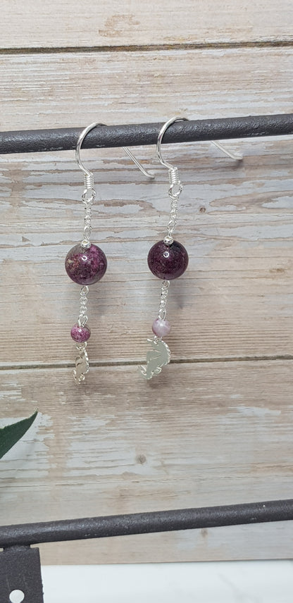 Tourmaline rose argent 925