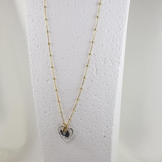 Collier Cœur Noir Pailleté en Résine - Bijou Artisanal Élégant - Les Secrets de Louisettecollier