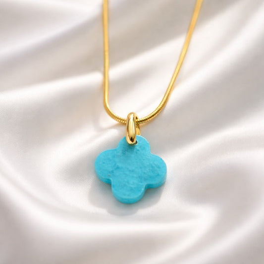 Collier Pendentif Trèfle Alhambra Turquoise - Éclat et Protection
