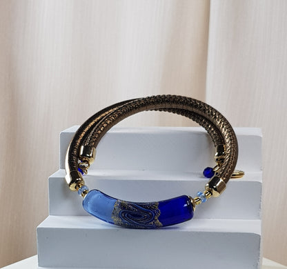 Bracelet murano tube bleu
