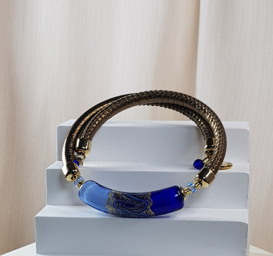 Bracelet murano tube bleu