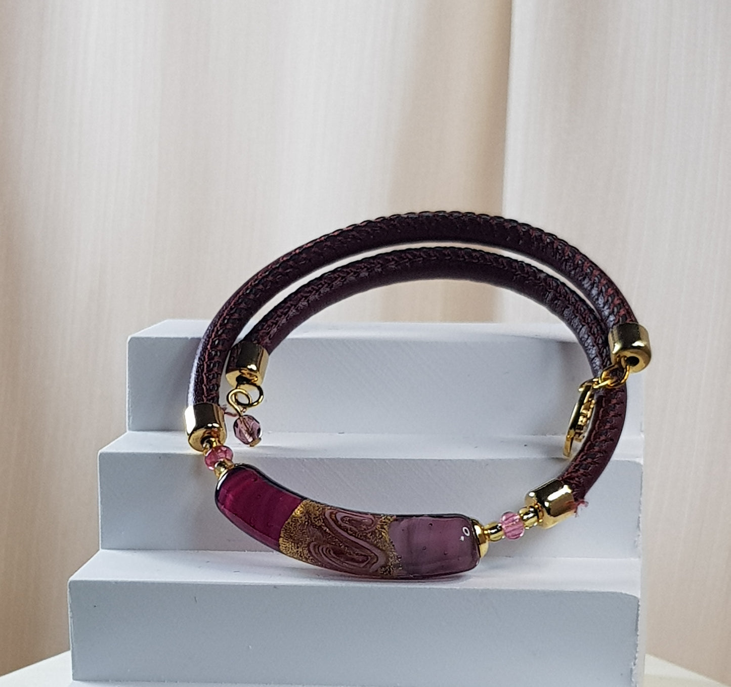 Bracelet murano tube bordeaux
