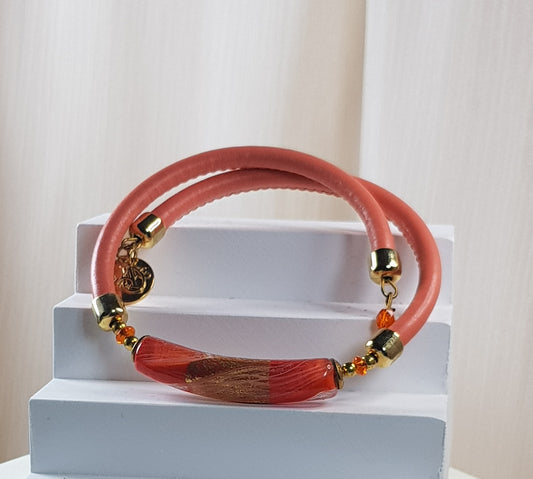 Bracelet murano tube corail