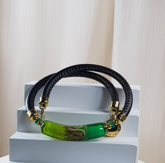 Bracelet murano tube émeraude