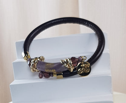 Bracelet murano tube luxe parme