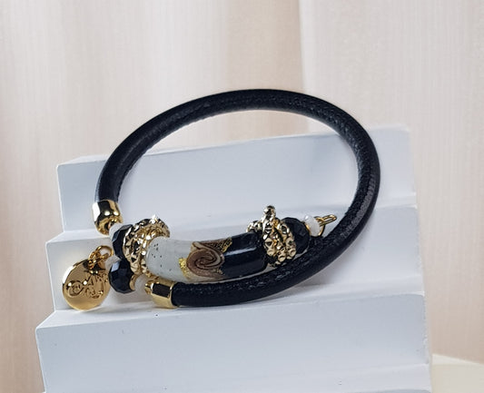 Bracelet murano tube luxe yin yang