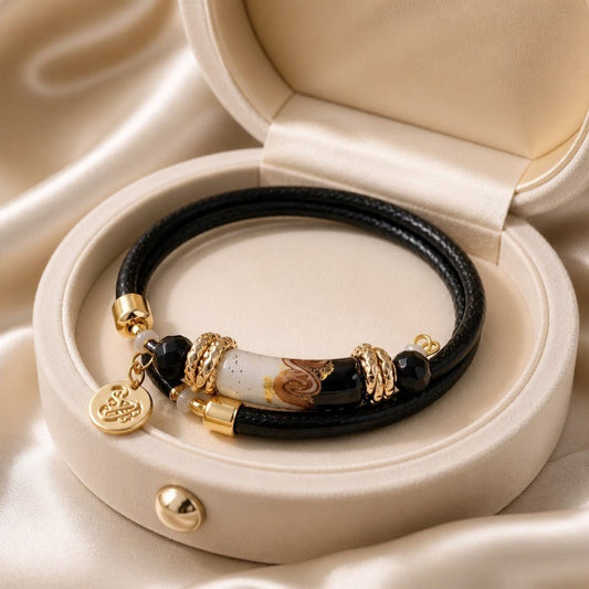 Bracelet Murano Tube Luxe Yin Yang - Bijou Vénitien Haut de Gamme
