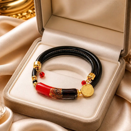 Bracelet Murano Tube Rubis - Verre de Venise Certifié