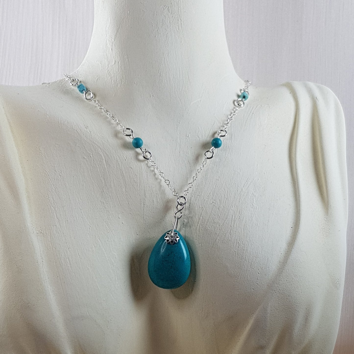 turquoise de chine goutte argent 925