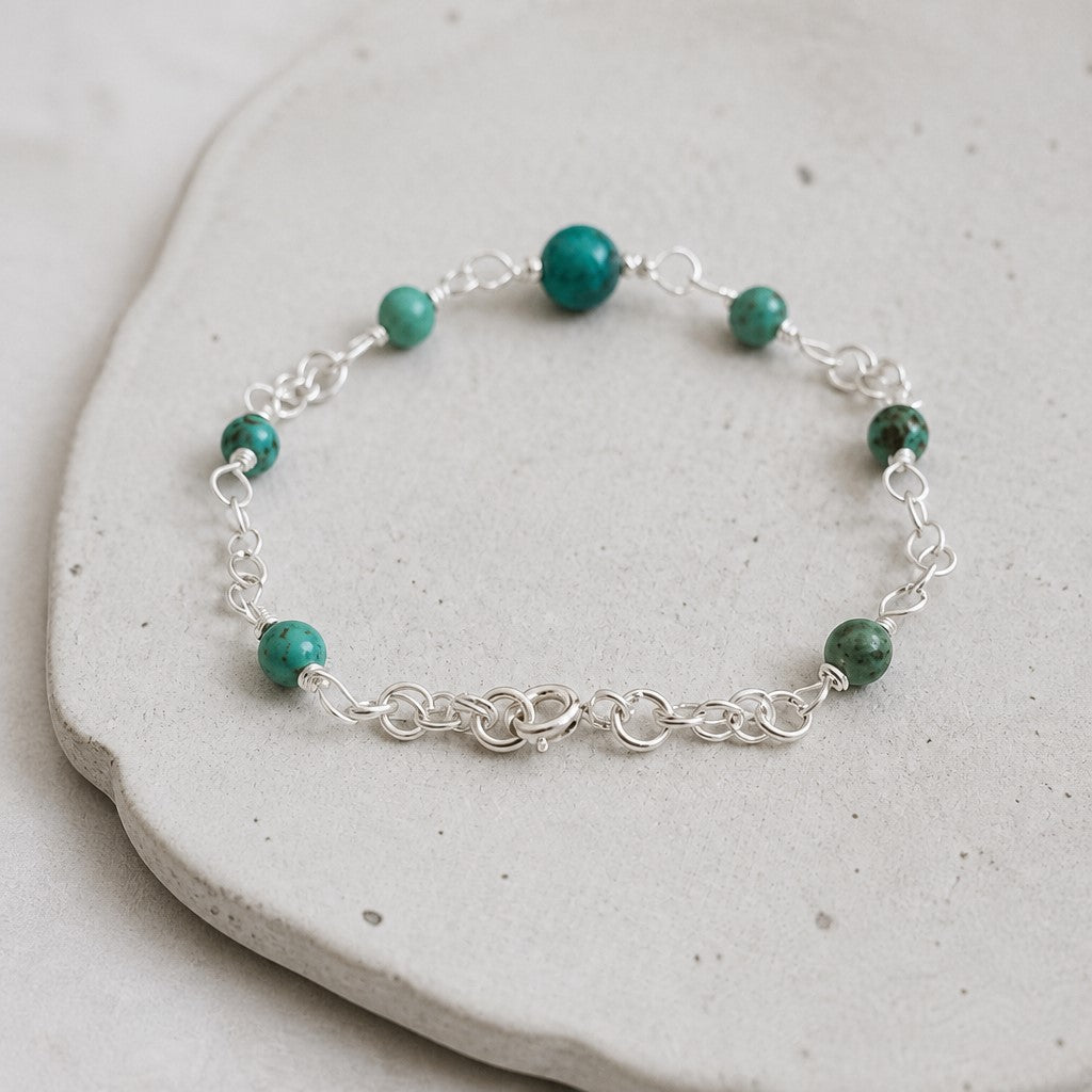 Bracelet Turquoise d'Afrique Argent 925 - Pierre Naturelle
