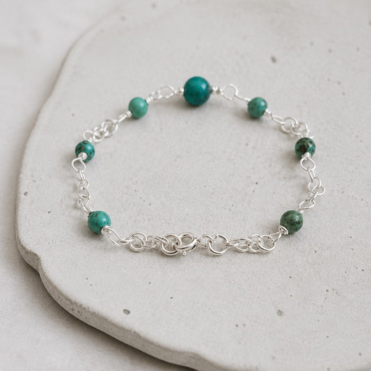 Bracelet Turquoise d'Afrique Argent 925 - Pierre Naturelle