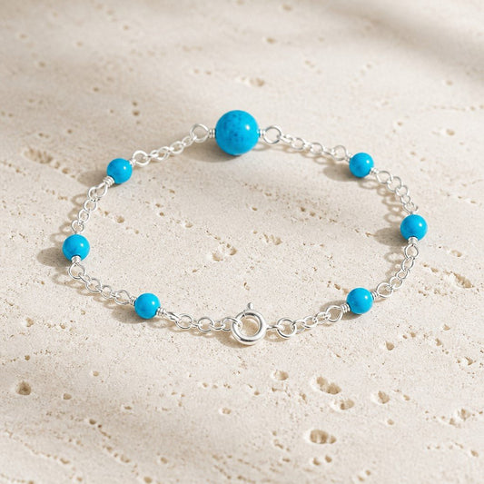 Bracelet Turquoise de Chine Argent 925 - Pierre Naturelle