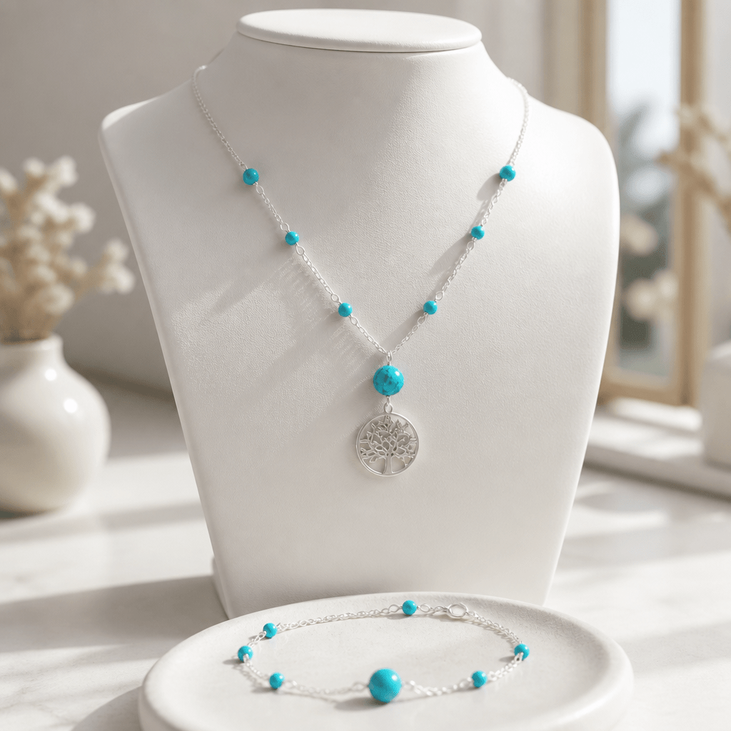 Parure Turquoise de Chine Argent 925 - Pierre Naturelle