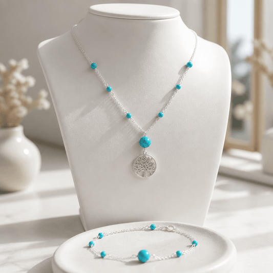 Parure Turquoise de Chine Argent 925 - Pierre Naturelle