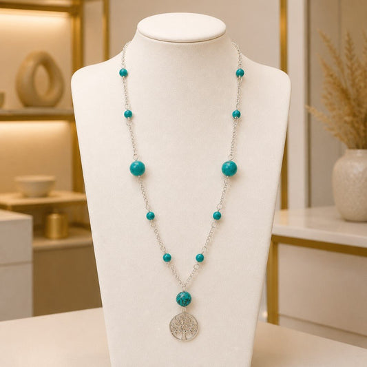 Pendentif Turquoise de Chine Argent 925 - Pierre Naturelle
