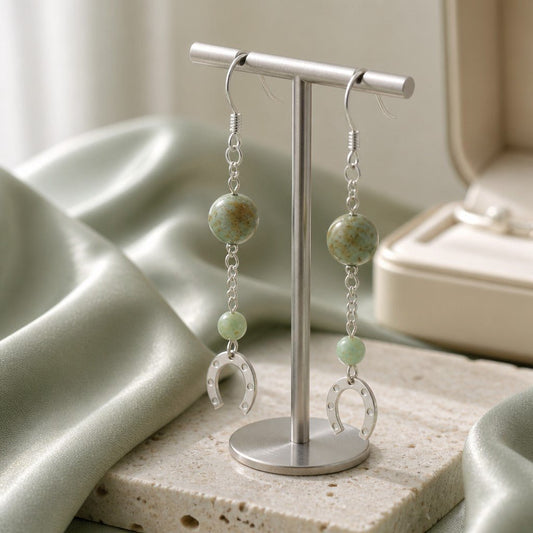 Boucles d'Oreilles Turquoise de Mongolie - Argent 925 & Pierre Naturelle