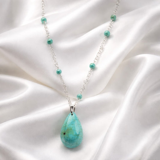 Pendentif Turquoise du Pérou Argent 925 - Pierre de Guérison
