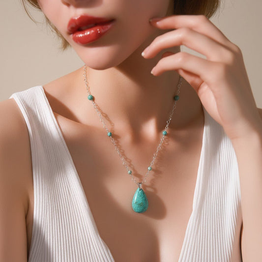 Pendentif Turquoise du Pérou Argent 925 - Pierre de Guérison