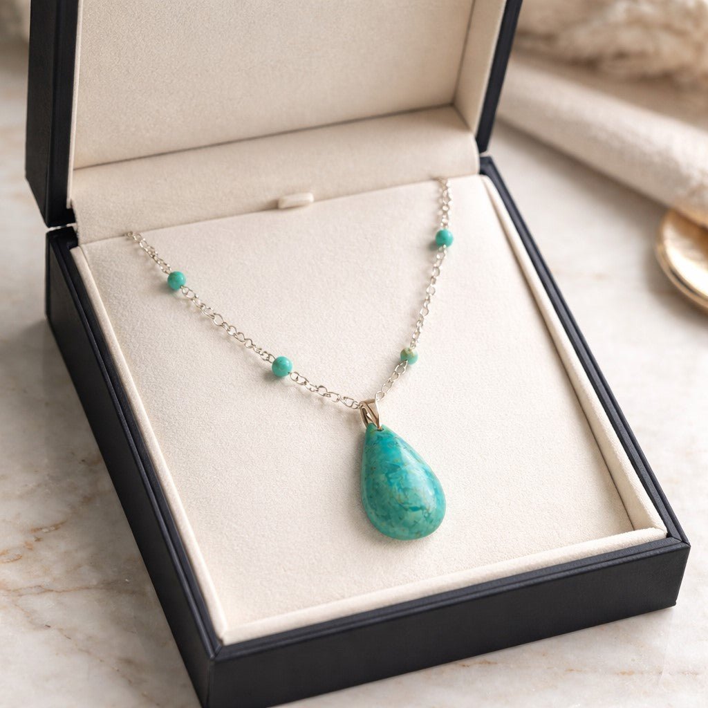 Pendentif Turquoise du Pérou Argent 925 - Pierre de Guérison