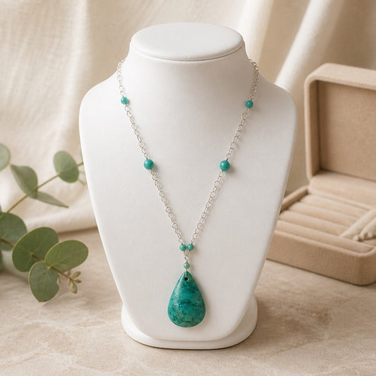 Pendentif Turquoise du Pérou Argent 925 - Pierre de Guérison