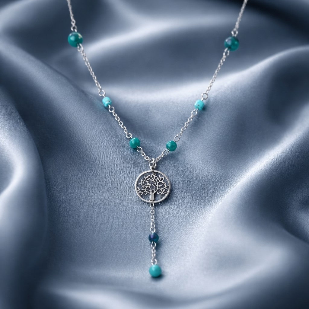 Pendentif Turquoise Argent 925 Tendance Y - Pierre de Style