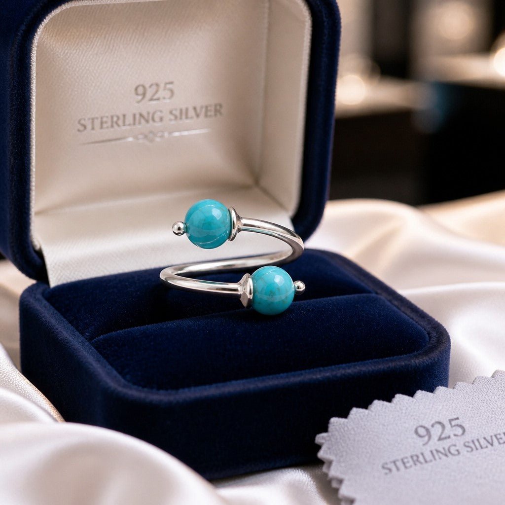 Bague Turquoise Argent 925 - Pierre de Protection et de Bien-Être