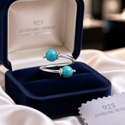 Bague Turquoise Argent 925 - Pierre de Protection et de Bien-Être