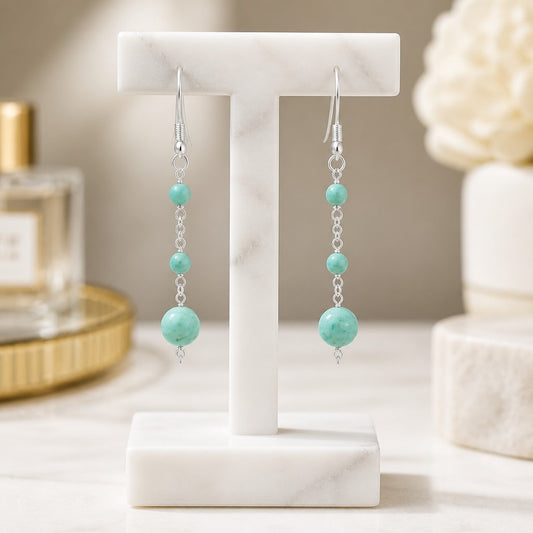 Boucles d'Oreilles Turquoise du Pérou - Argent 925 & Pierre Naturelle