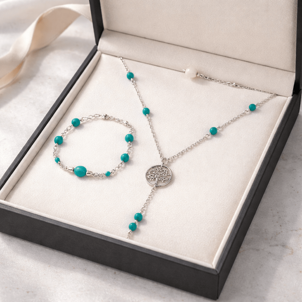 Parure Turquoise de Chine Argent 925 - Pierre Naturelle