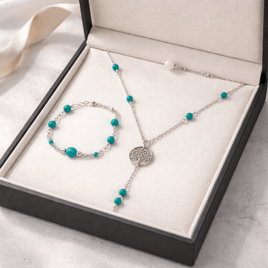Parure Turquoise de Chine Argent 925 - Pierre Naturelle