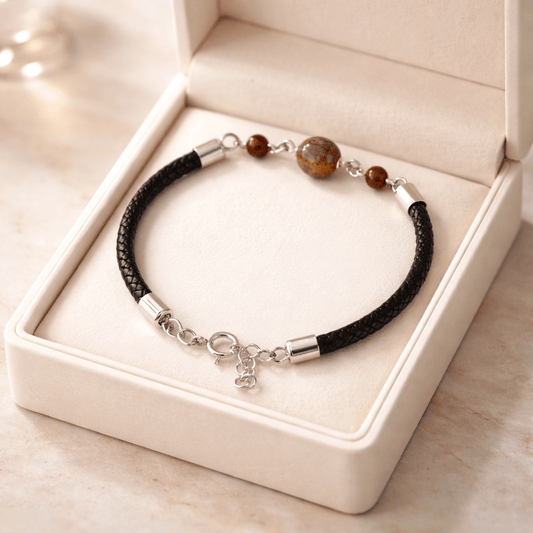 Bracelet unakite Argent 925 simili cuir