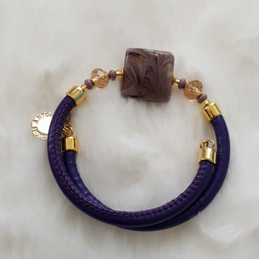 Bracelet murano carré violet