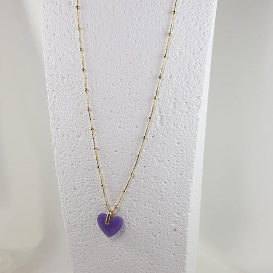 Collier Cœur Violet en Résine - Bijou Artisanal Mystérieux - Les Secrets de Louisettecollier