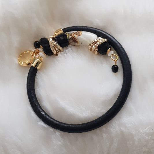 Bracelet murano tube yin yang