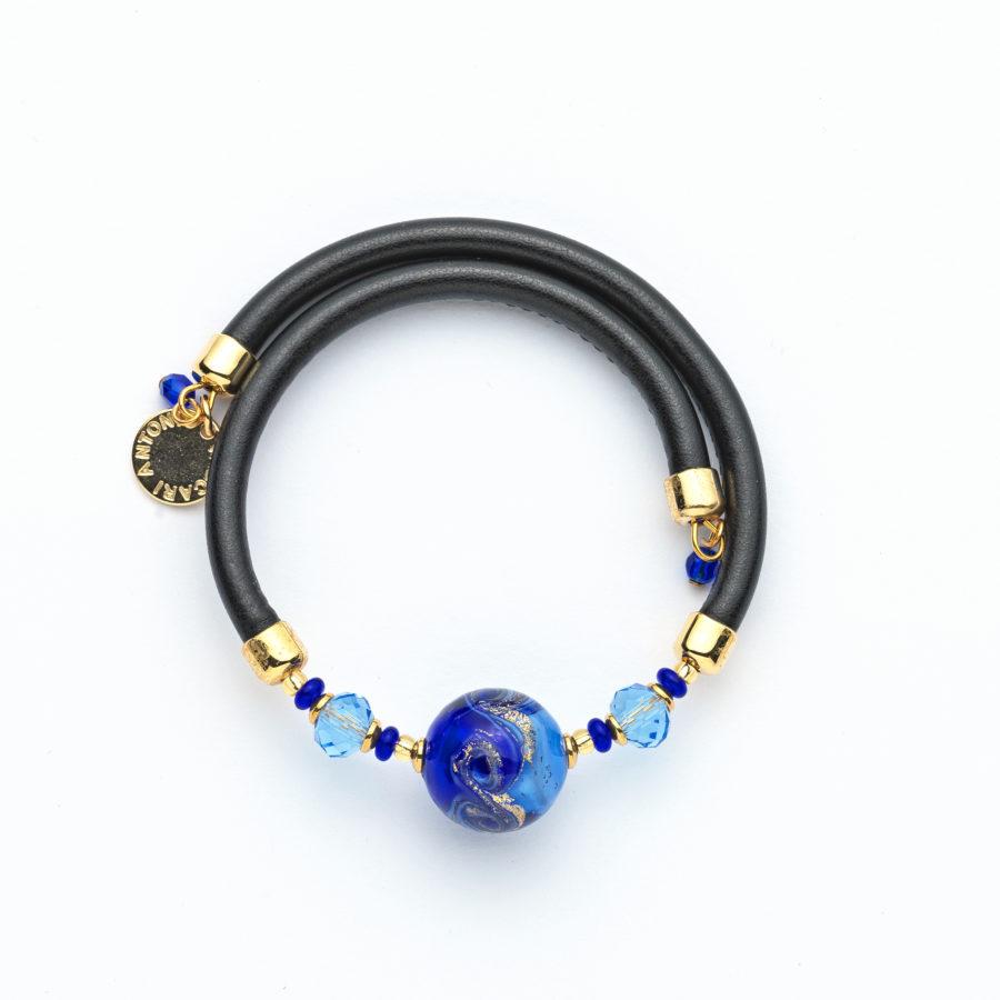 Bracelet murano rond bleu nuit