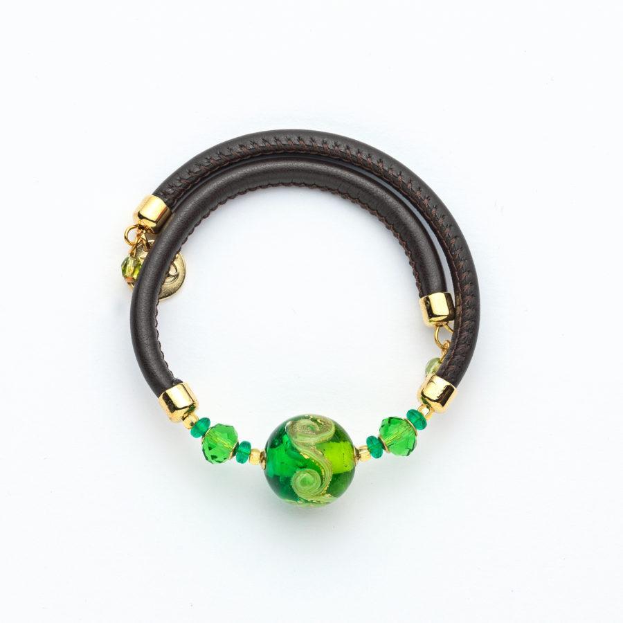 Bracelet murano rond vert d'eau