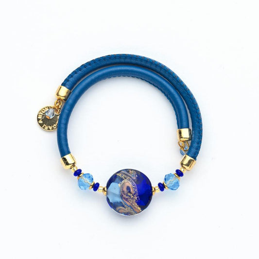 Bracelet murano médaillon bleu