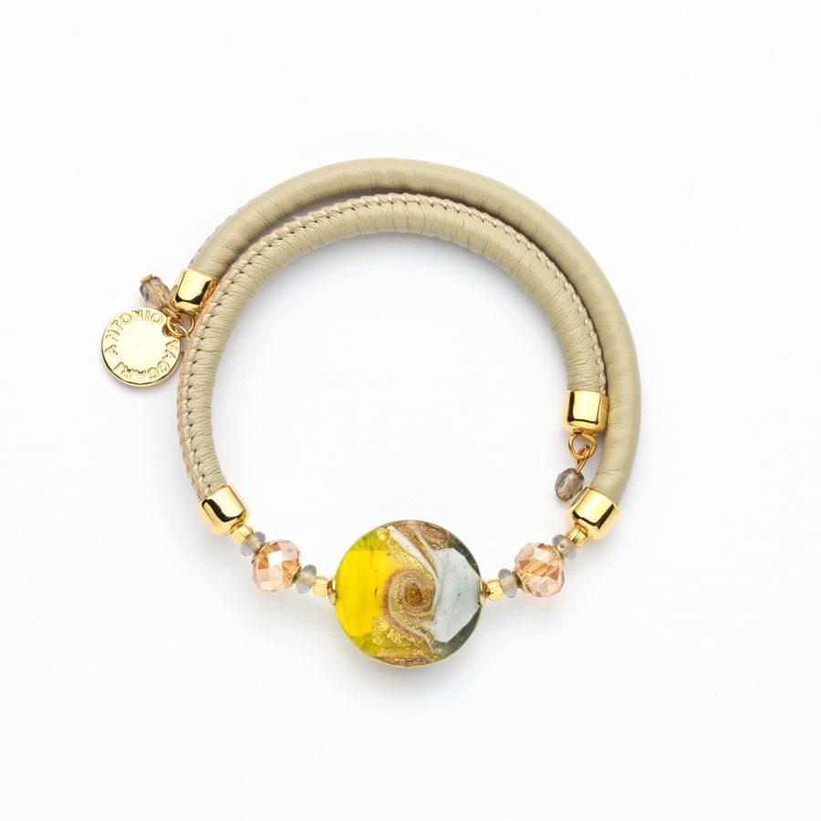 Bracelet murano médaillon jaune