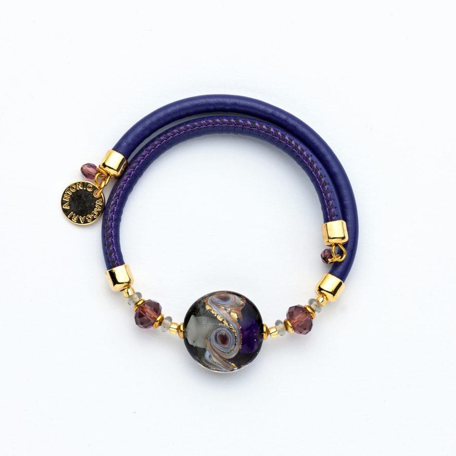 Bracelet murano médaillon violet