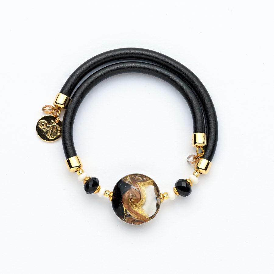 Bracelet murano médaillon Yin Yang