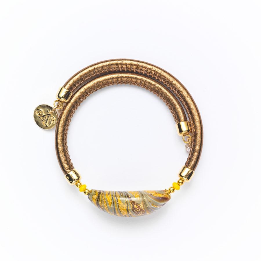 Bracelet murano jaune 9736