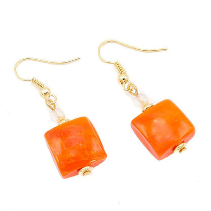 Boucles d'Oreilles Murano Corail 9244 - Verre de Venise Authentique