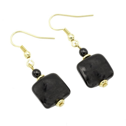 Boucles d'Oreilles Murano Noir 9244 - Verre de Venise Élégant