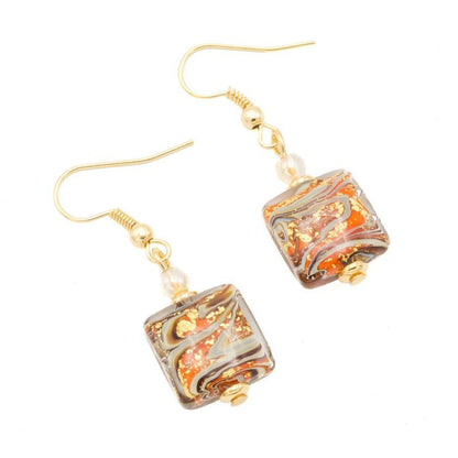 Boucles d'Oreilles Murano Corail 9242 - Verre Vénitien Artisanal